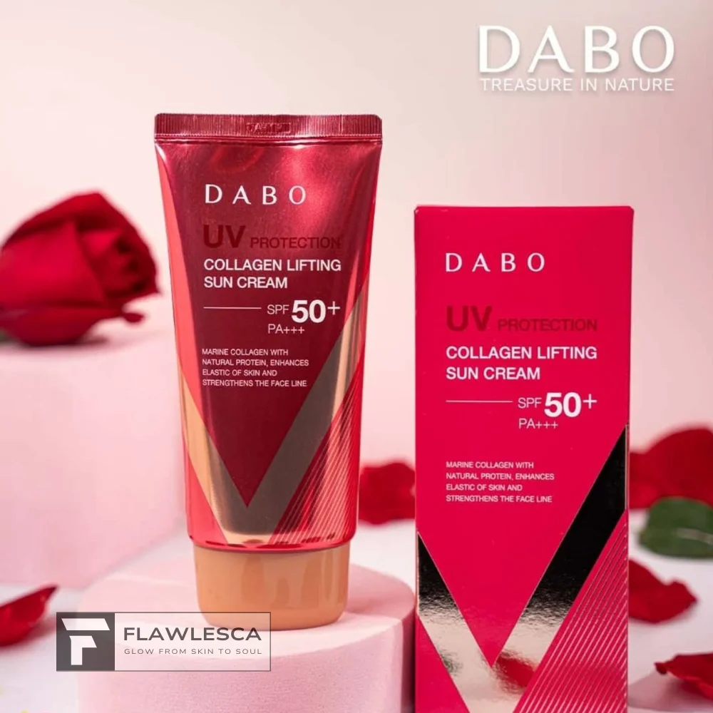 Dabo Collagen Lifting Sun Cream SPF 50 PA+++ 70ml for anti-aging and sun protection, available at Flawlesca Bangladesh